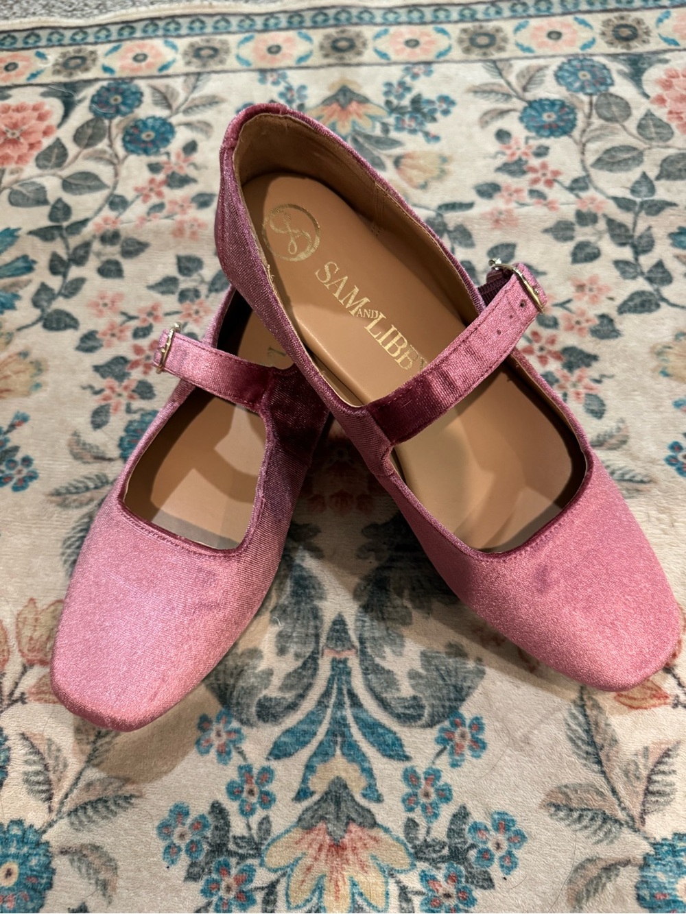 Sam & Libby Dusty Rose Velvet Mary Jane Flats